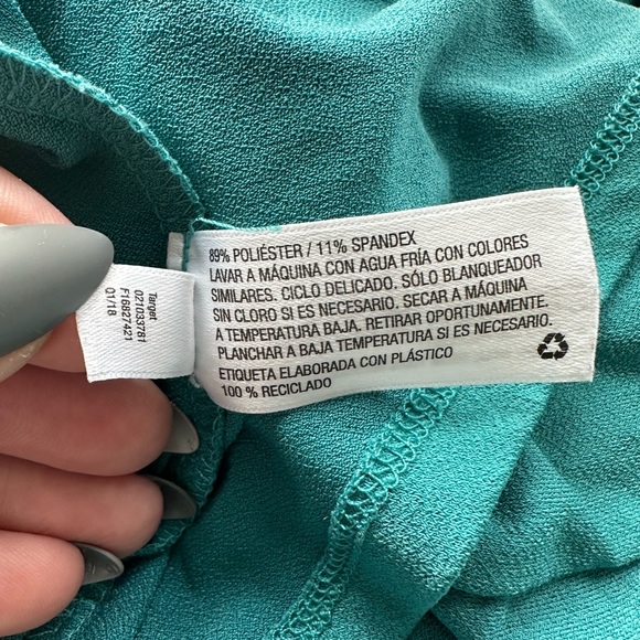 Ava & Viv Laguna Teal Faux Wrap Hi Lo Dress Knit Elastic Waist Size 1X - Picture 13 of 15